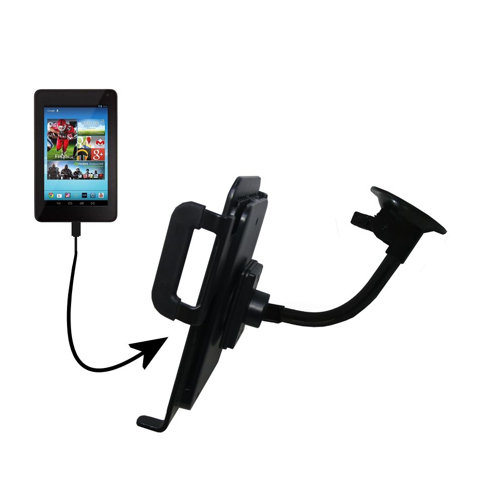 Gooseneck Holder Base with Suction Cup Mount compatible with Chromo Inc Noria Slimx 7-9 Tablet