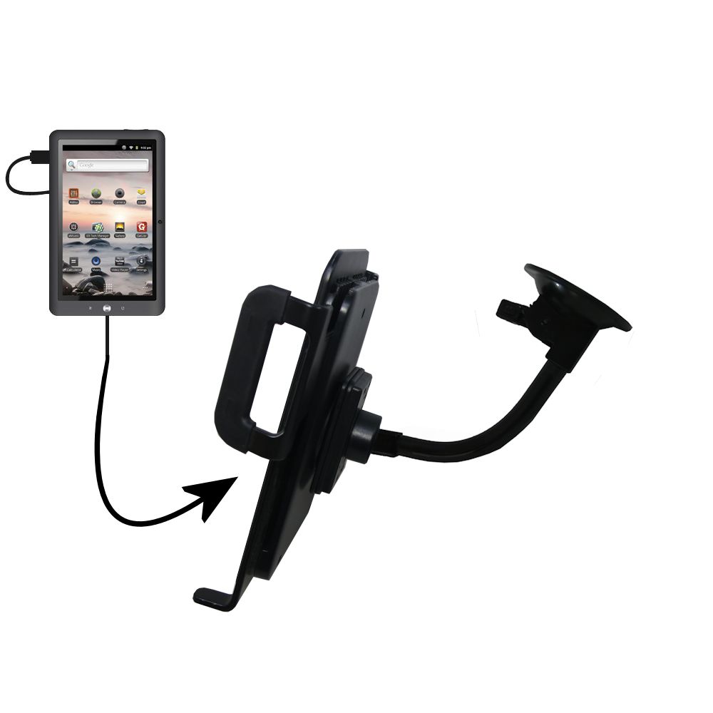 Unique Suction Cup Mount / Holder Stand designed for the Coby Kyros MID 1048 Tablet