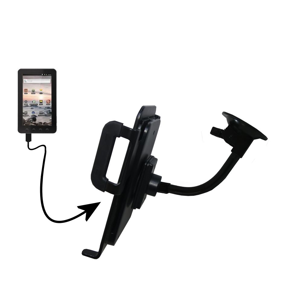 Unique Suction Cup Mount / Holder Stand designed for the Coby KYROS MID7012 Tablet