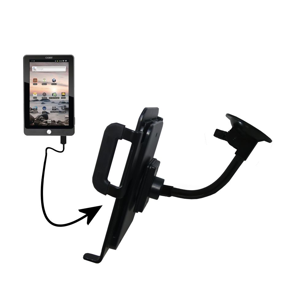 Unique Suction Cup Mount / Holder Stand designed for the Coby Kyros MID7016 Tablet