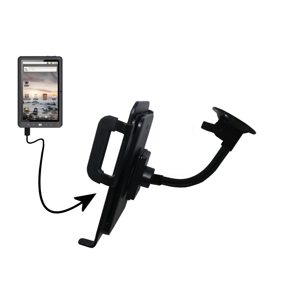 Unique Suction Cup Mount / Holder Stand designed for the Coby Kyros MID7025 Tablet