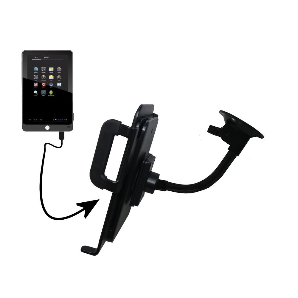 Unique Suction Cup Mount / Holder Stand designed for the Coby Kyros MID7042 MID7048 Tablet