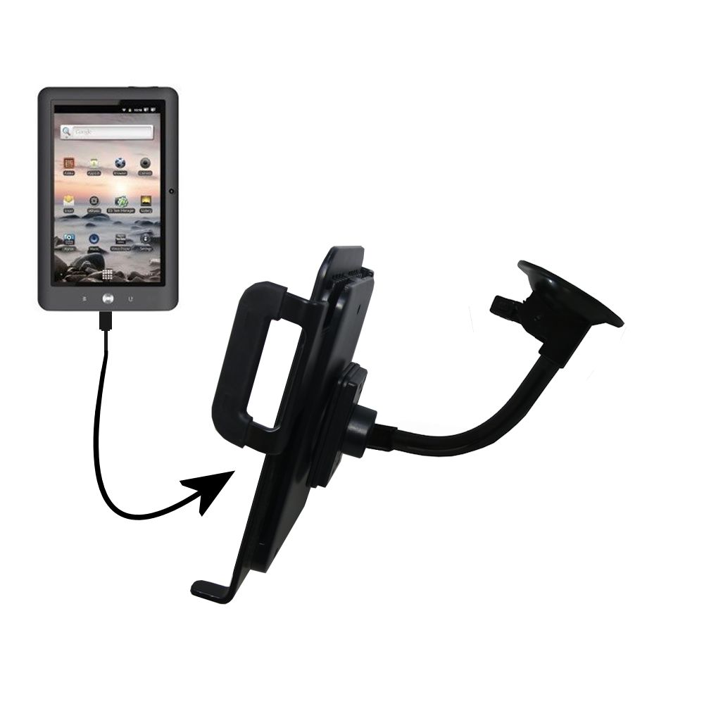 Unique Suction Cup Mount / Holder Stand designed for the Coby Kyros MID7125 Tablet