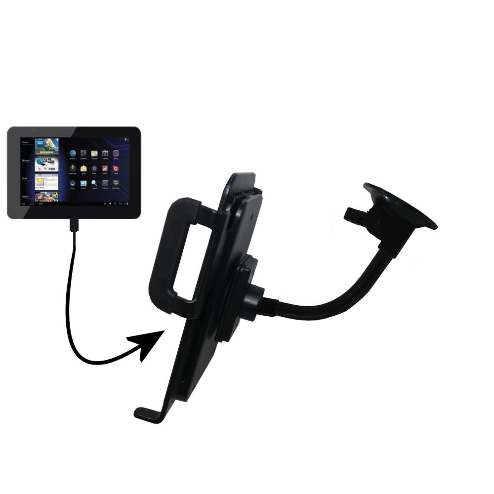 Unique Suction Cup Mount / Holder Stand designed for the Coby KYROS MID9042 Tablet