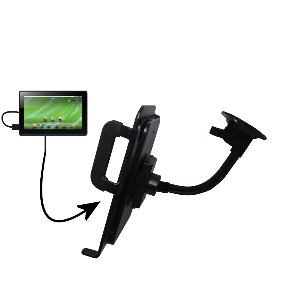Unique Suction Cup Mount / Holder Stand designed for the Creative ZiiO 10 Tablet