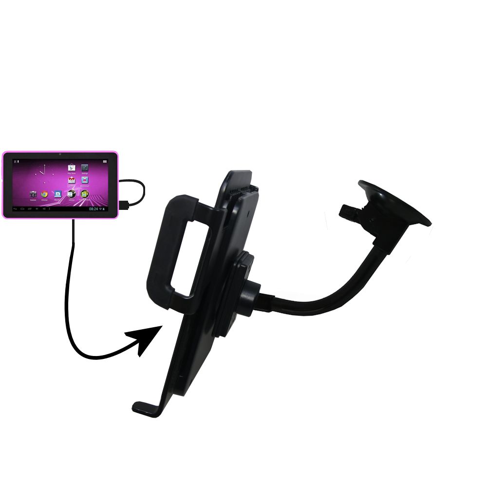Unique Suction Cup Mount / Holder Stand designed for the D2 D2-727G Tablet