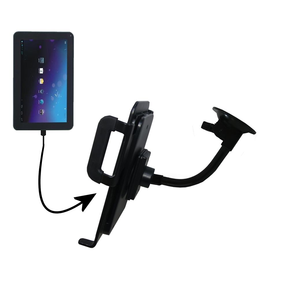 Unique Suction Cup Mount / Holder Stand designed for the Double Power M975 9 inch tablet Tablet