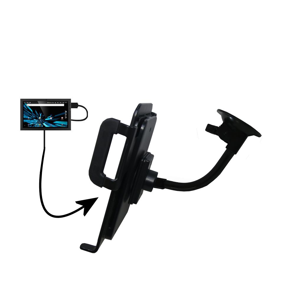 Unique Suction Cup Mount / Holder Stand designed for the Elonex 1043ET eTouch Blade 3G Tablet