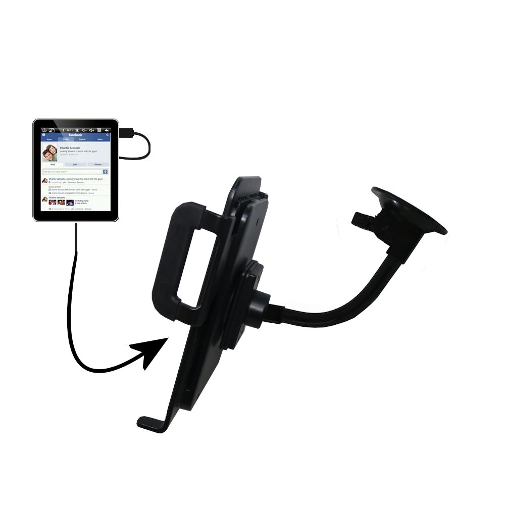 Unique Suction Cup Mount / Holder Stand designed for the Elonex 1044ET eTouch Blade Wi-Fi  Tablet