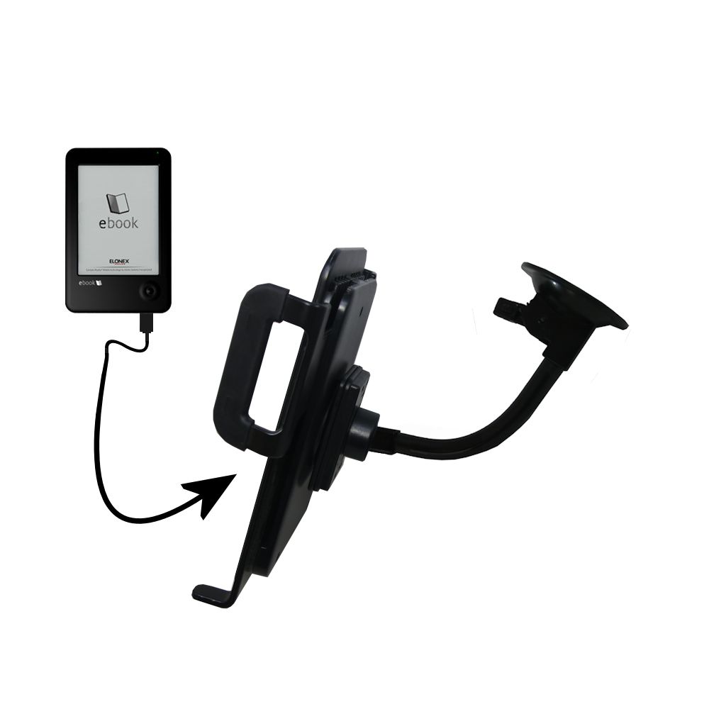 Unique Suction Cup Mount / Holder Stand designed for the Elonex 621EB eInk eBook Reader Tablet