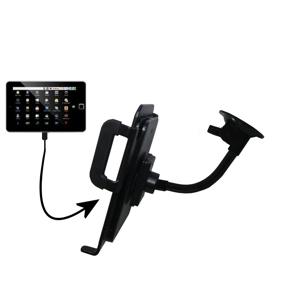 Unique Suction Cup Mount / Holder Stand designed for the Elonex 760ET eTouch Android Tablet Tablet