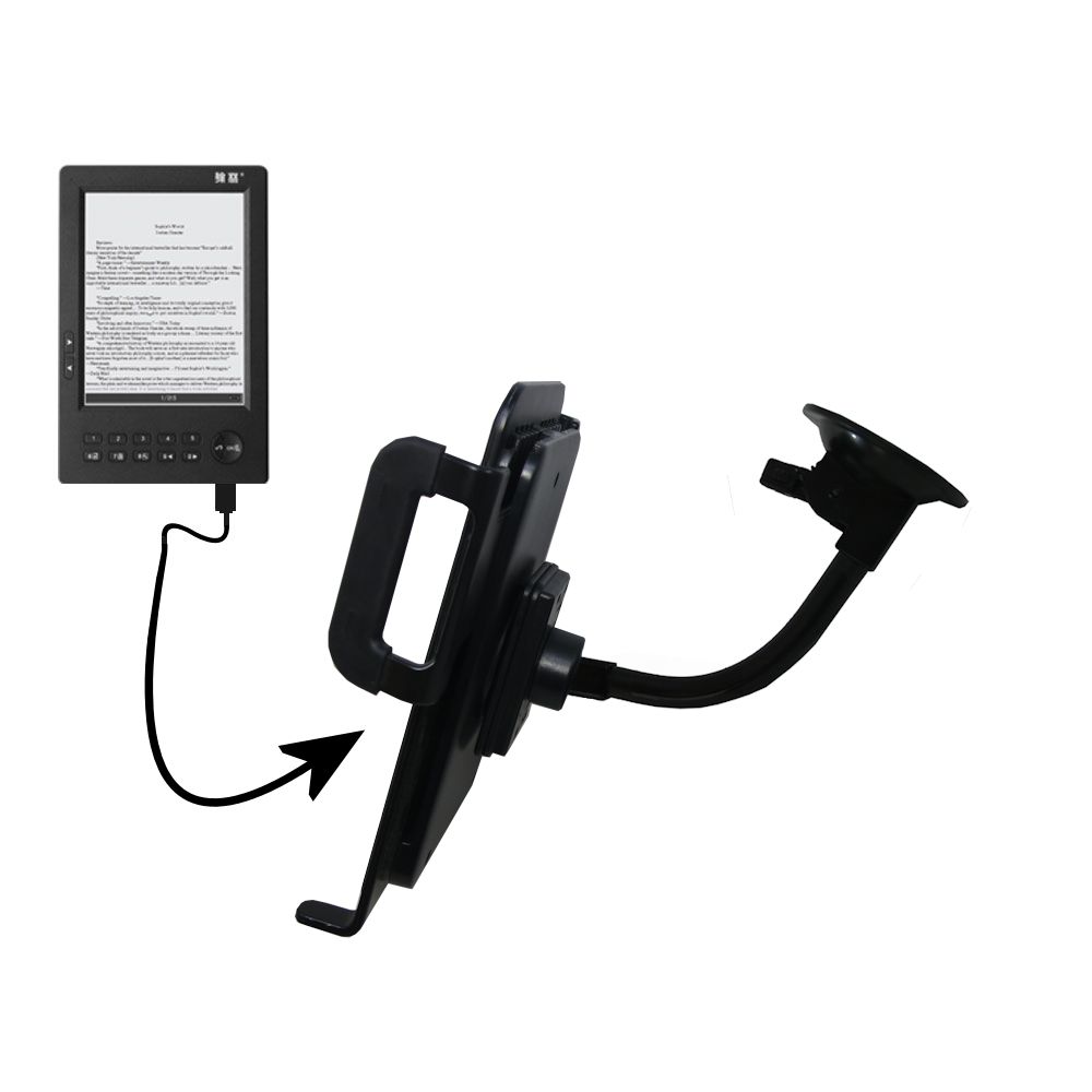Unique Suction Cup Mount / Holder Stand designed for the HanLin eBook V3 Tablet