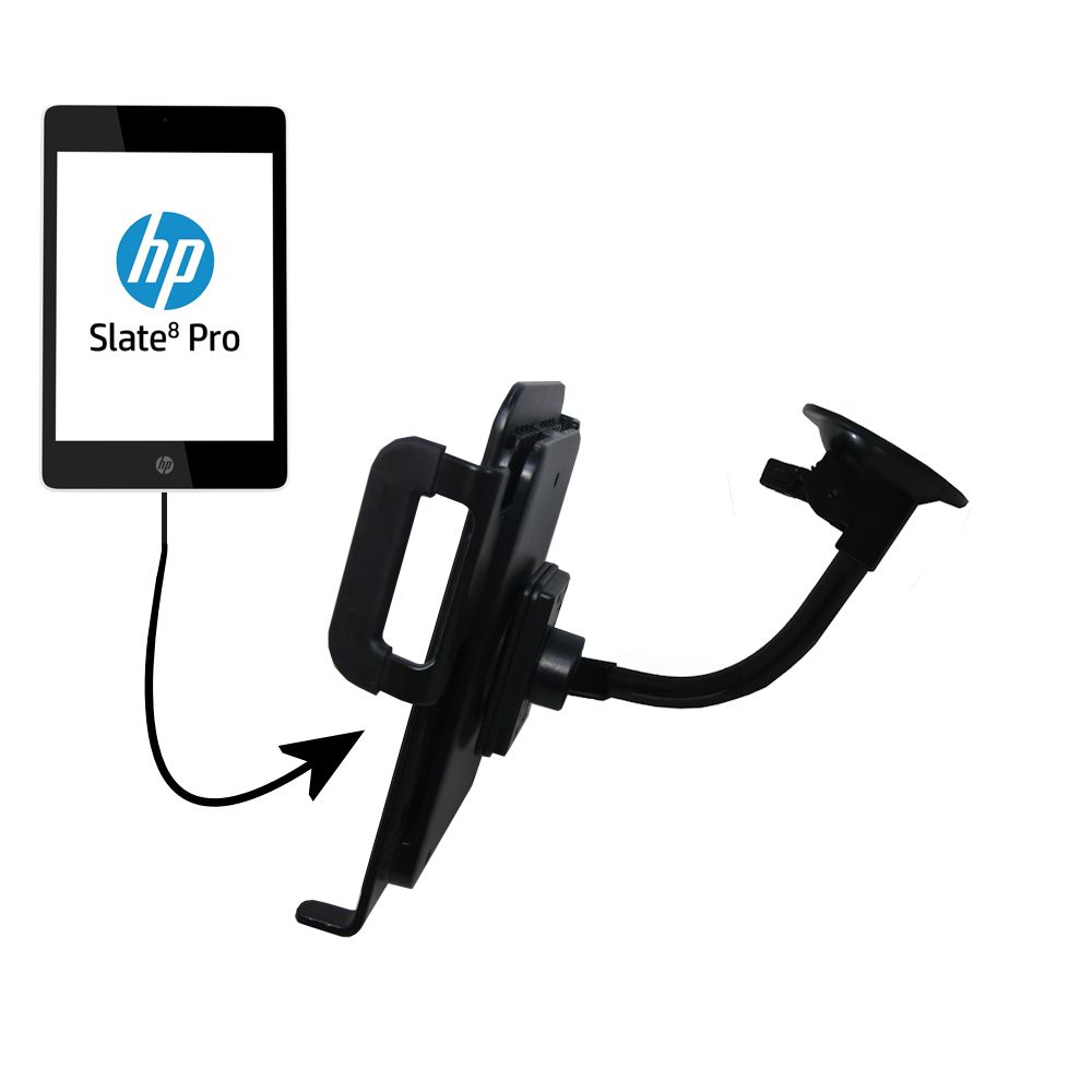 Unique Suction Cup Mount / Holder Stand designed for the HP Slate 8 Pro Tablet