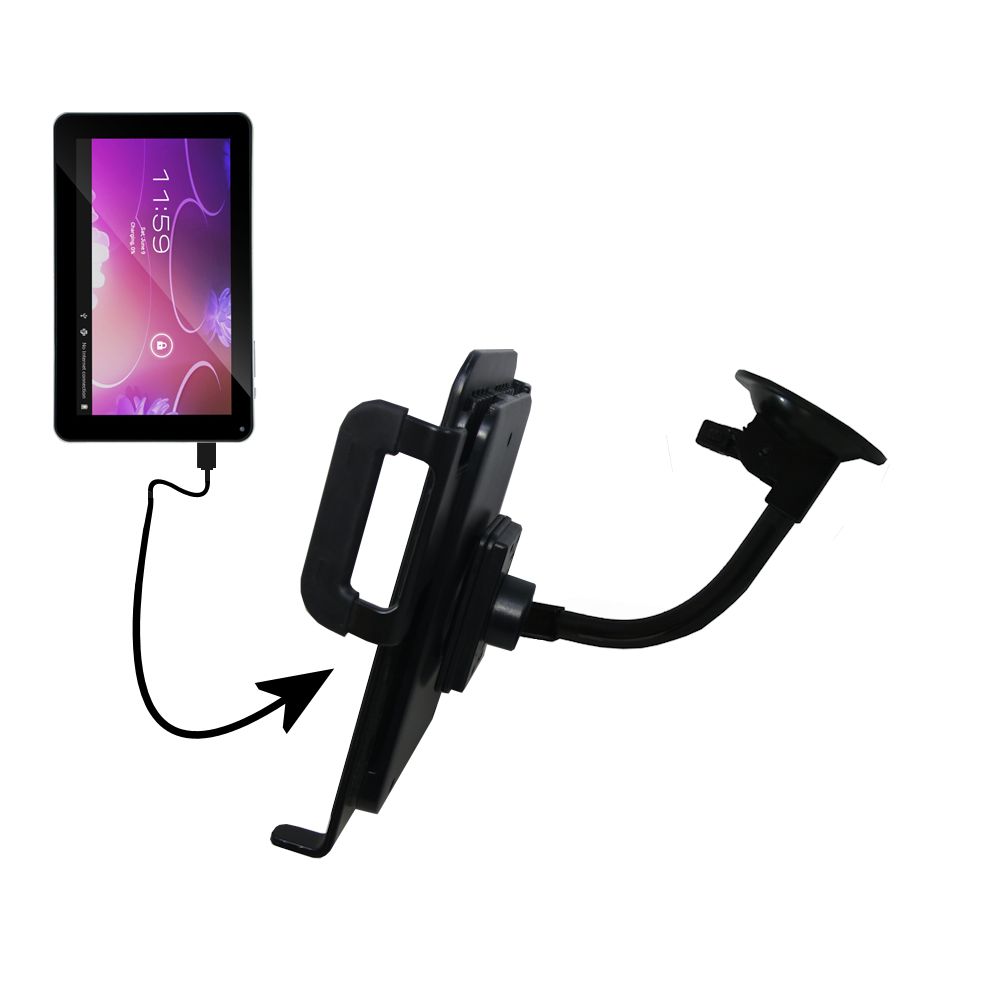 Gooseneck Holder Base with Suction Cup Mount compatible with iView 900TPC Tablet
