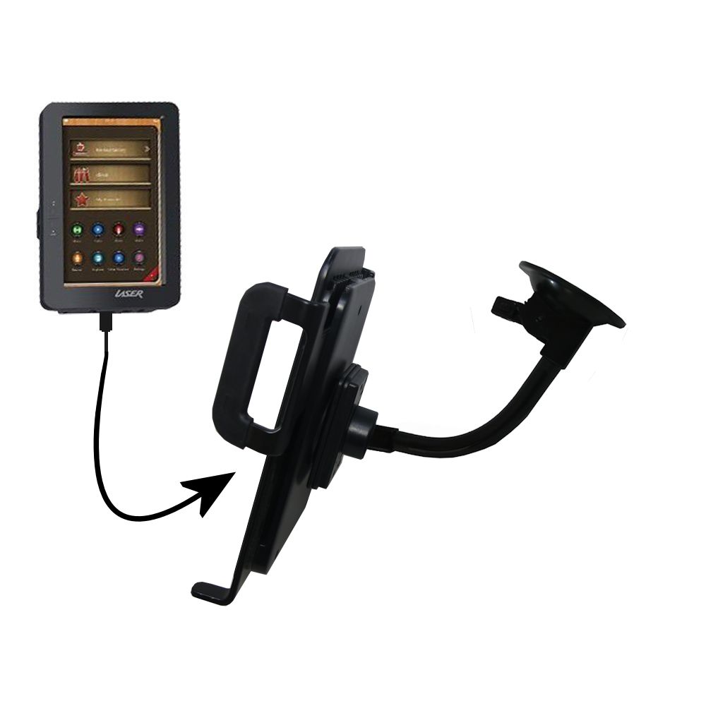 Unique Suction Cup Mount / Holder Stand designed for the Laser eBook Media 7 EB720 Tablet