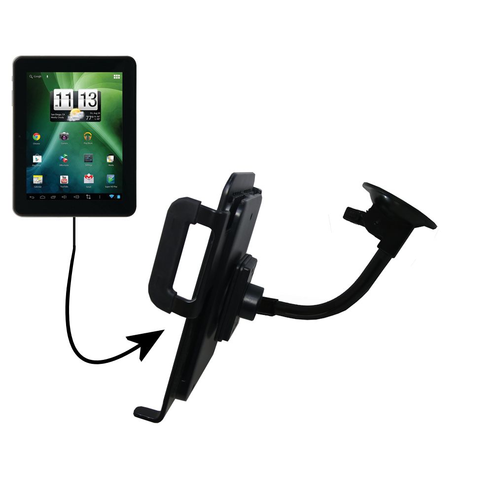 Unique Suction Cup Mount / Holder Stand designed for the Mach Speed Trio Stealth G2 / 8 Tablet
