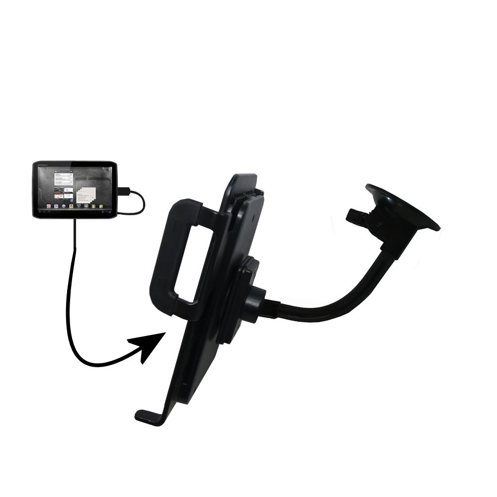 Unique Suction Cup Mount / Holder Stand designed for the Motorola XyBoard MZ617 Tablet Tablet
