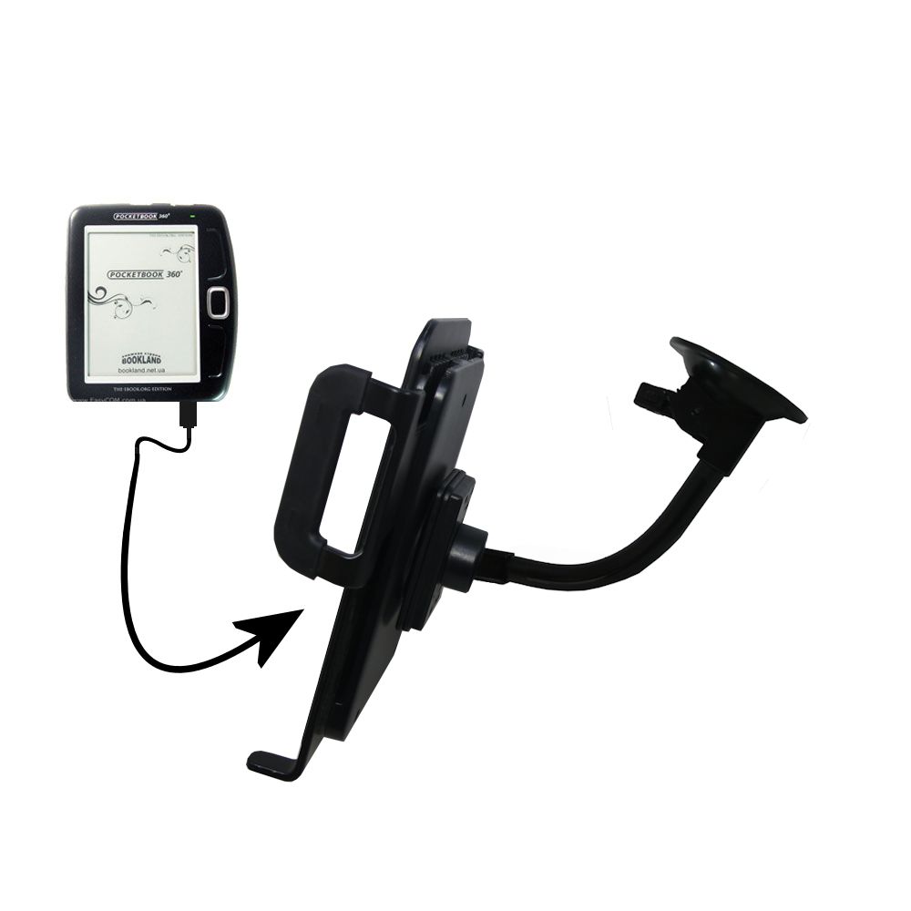 Unique Suction Cup Mount / Holder Stand designed for the Netronix Pocketbook 360 Tablet