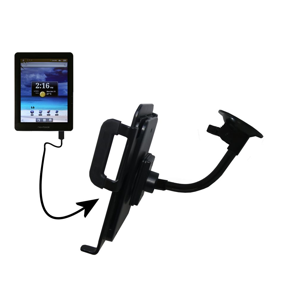 Unique Suction Cup Mount / Holder Stand designed for the Nextbook Next3 Netbook 3 Tablet