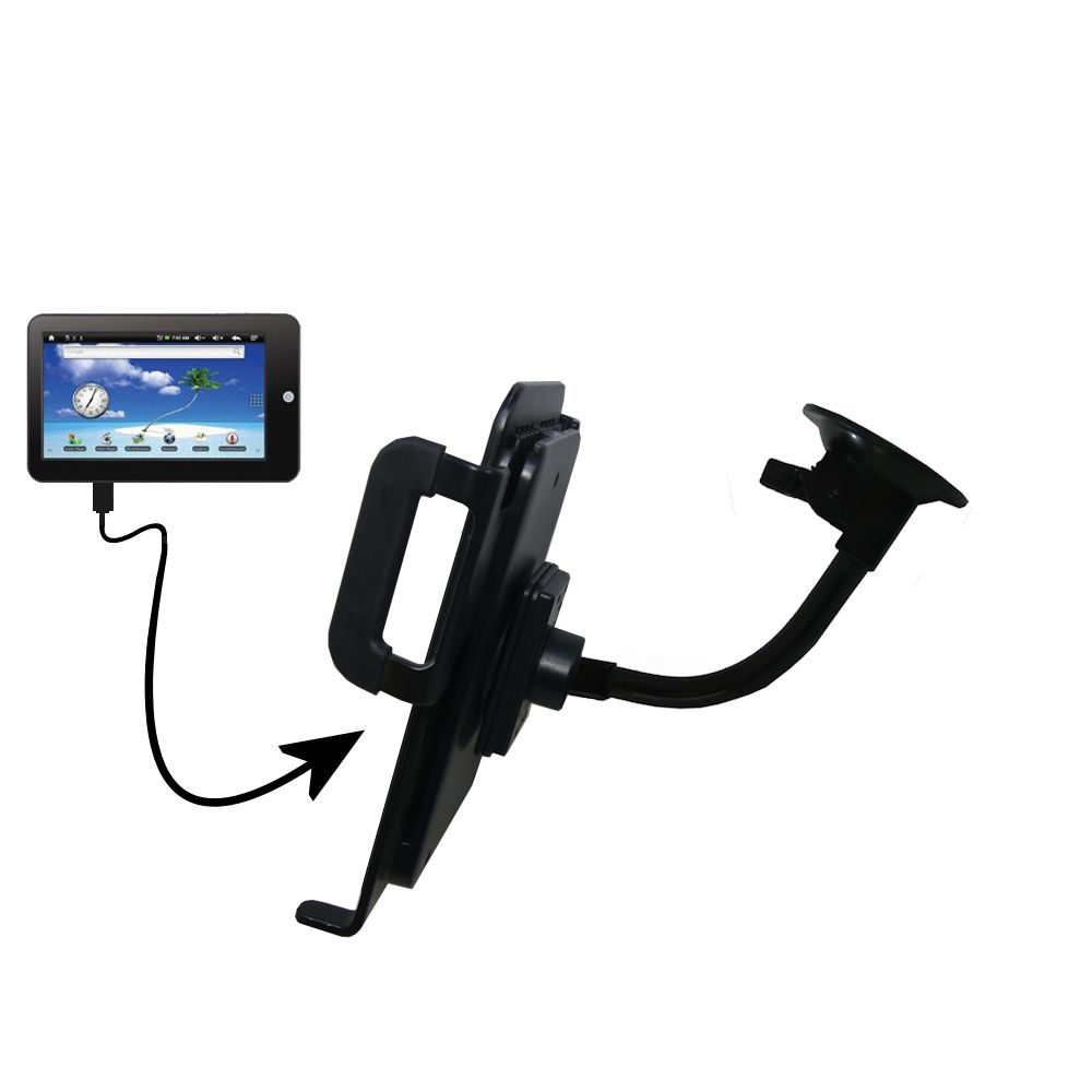 Unique Suction Cup Mount / Holder Stand designed for the Nextbook Premium 7 Resistive Next7S Tablet