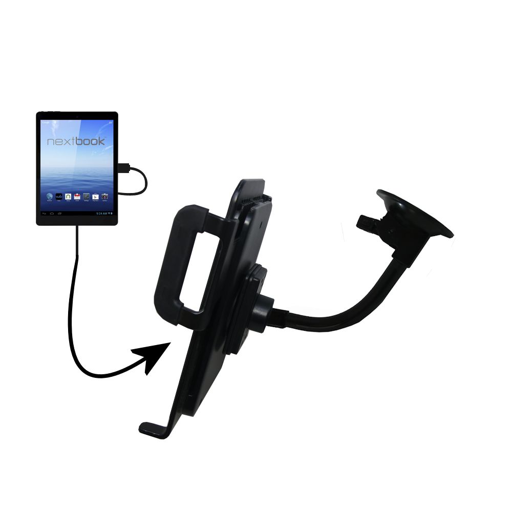 Unique Suction Cup Mount / Holder Stand designed for the Nextbook Premium 8 HD NX008HD8G Tablet  Tablet