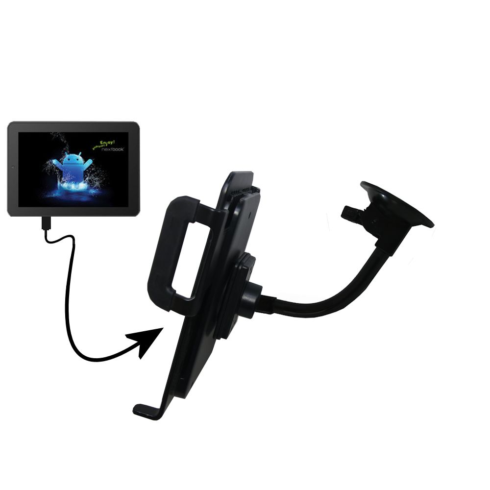 Unique Suction Cup Mount / Holder Stand designed for the Nextbook Premium 8SE Next8P12 Tablet