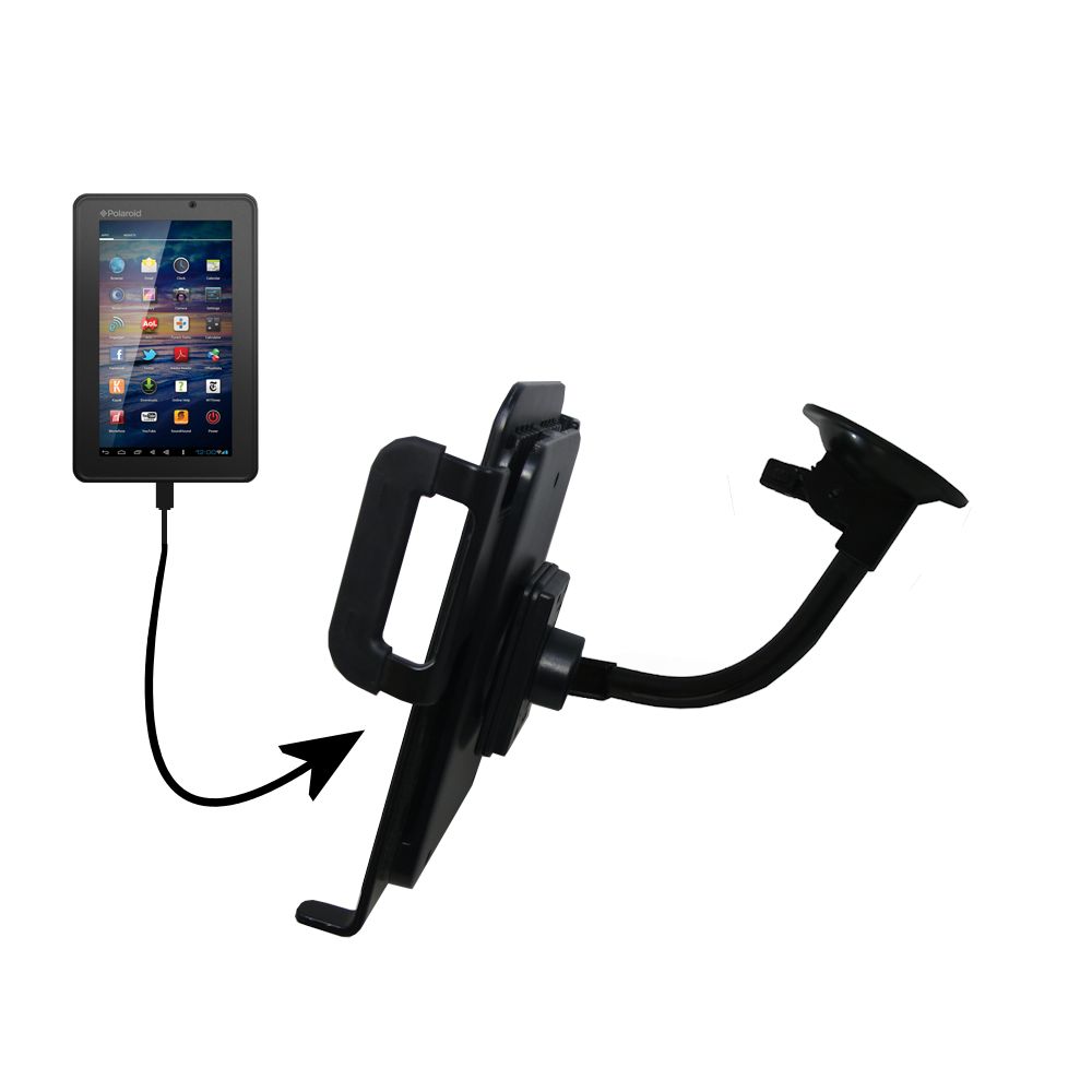 Unique Suction Cup Mount / Holder Stand designed for the Polaroid PMID706 Tablet