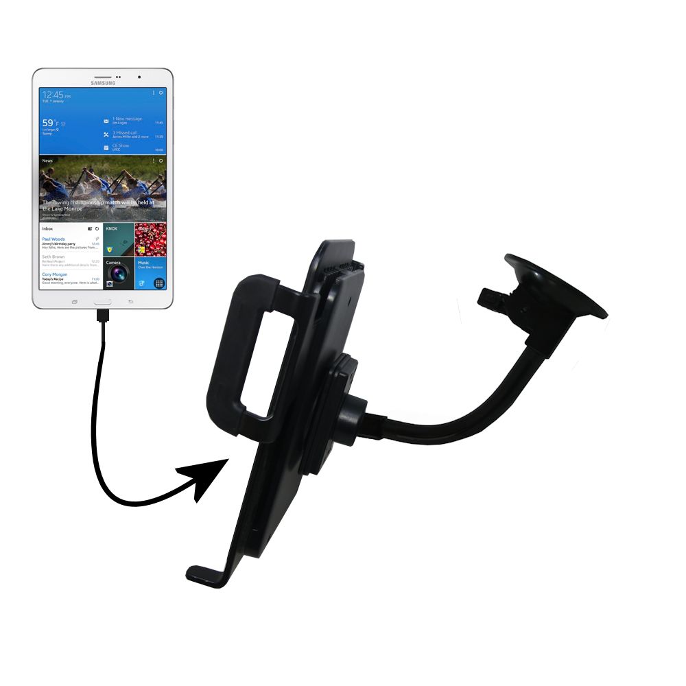 Unique Suction Cup Mount / Holder Stand designed for the Samsung Galaxy TabPro 8.4 / 10.1 Tablet