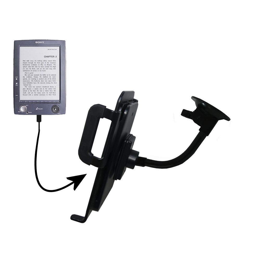 Unique Suction Cup Mount / Holder Stand designed for the Sony PRS-500 Digital Reader Book Tablet