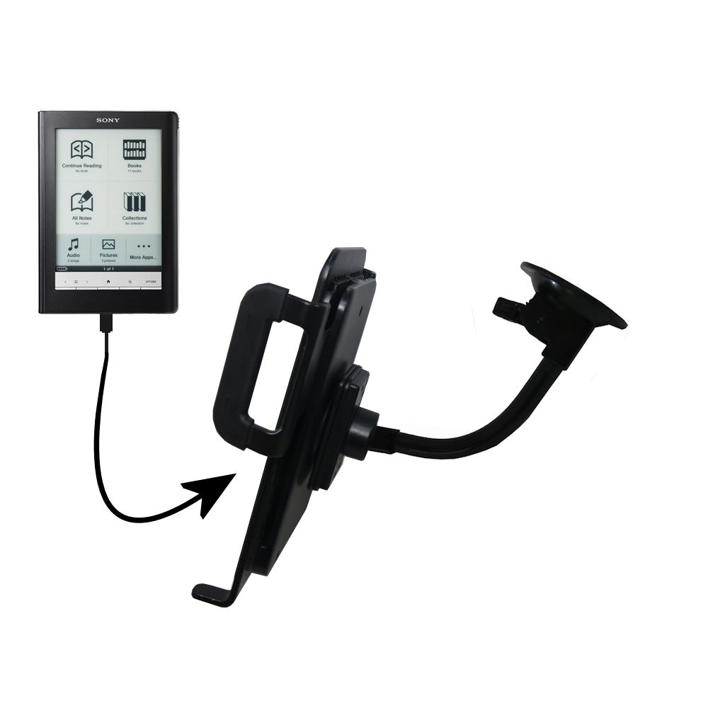 Unique Suction Cup Mount / Holder Stand designed for the Sony PRS-600 Reader Touch Edition Tablet