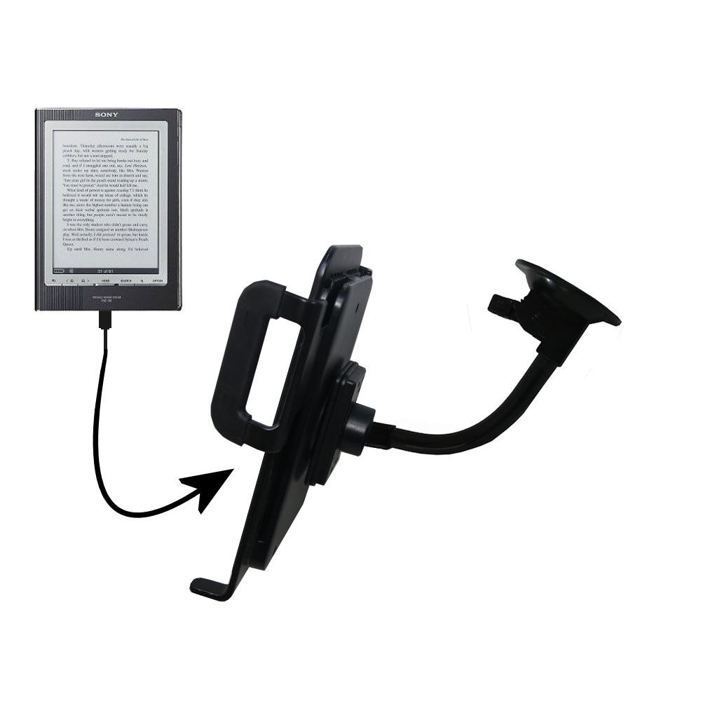 Unique Suction Cup Mount / Holder Stand designed for the Sony PRS-700BC Digital Reader Tablet