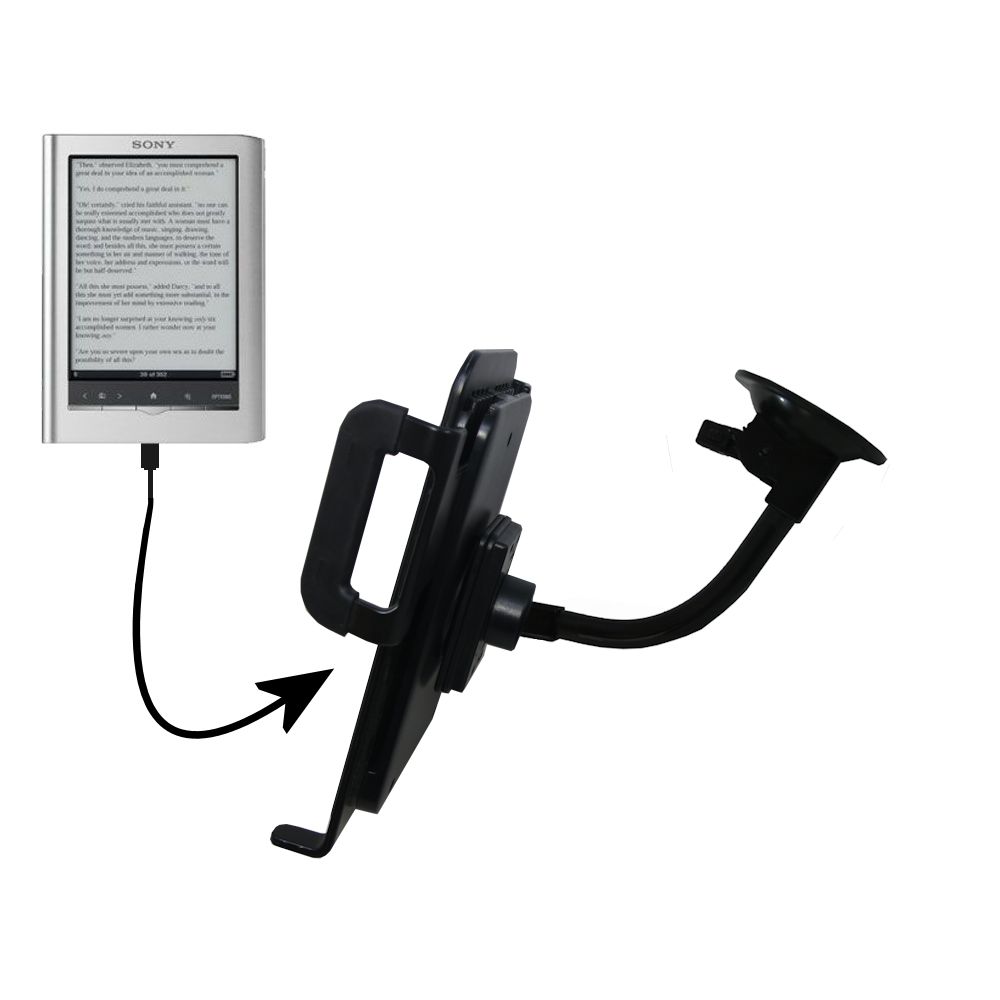 Unique Suction Cup Mount / Holder Stand designed for the Sony PRS650 Reader Touch Edition Tablet