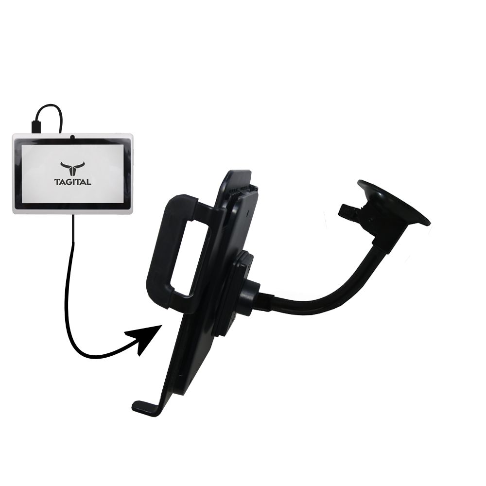 Unique Suction Cup Mount / Holder Stand designed for the Tagital tablet 7 inch Tablet