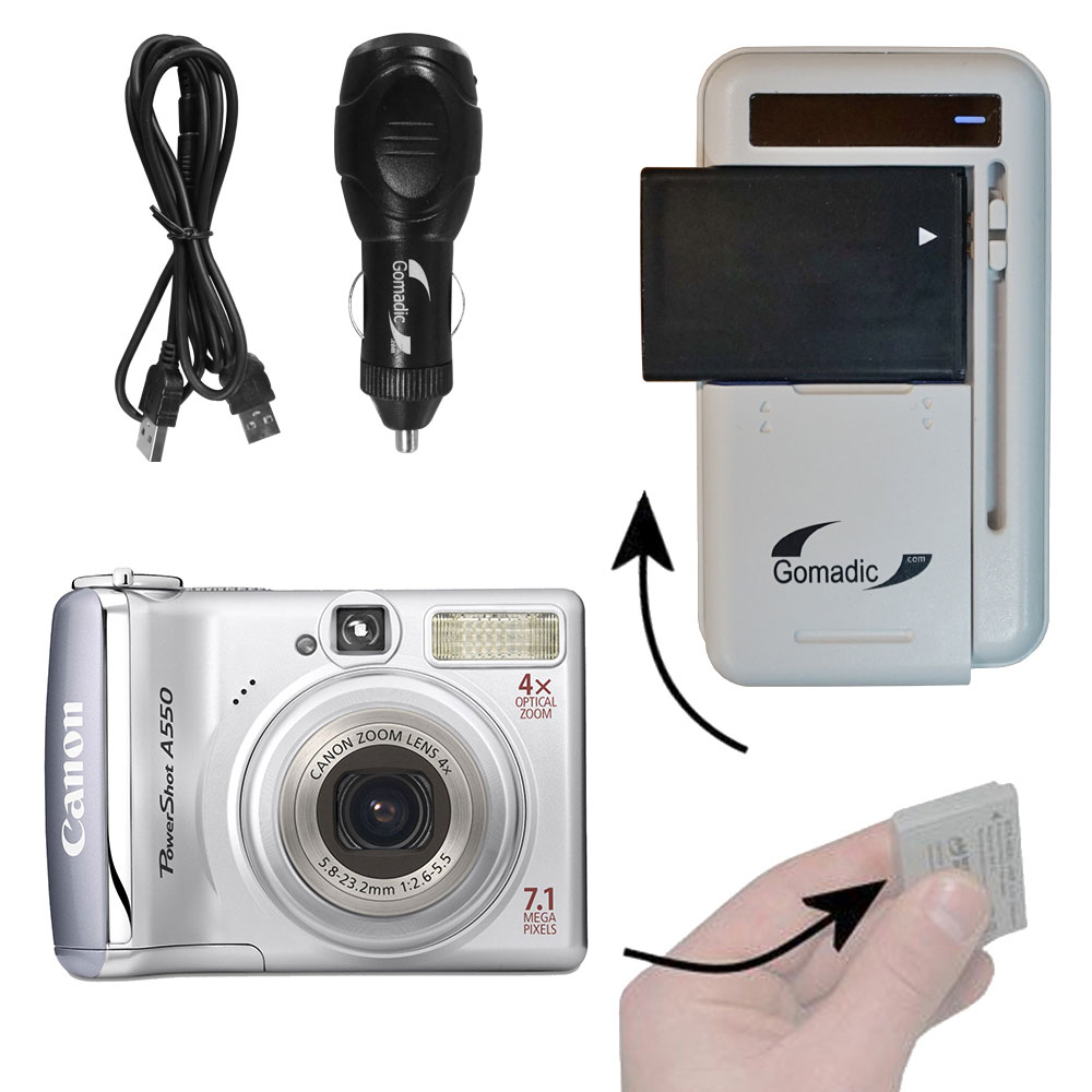 Gomadic Portable External Battery Charging Kit suitable for the Canon