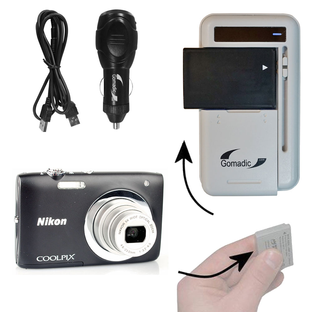 Gomadic Portable External Battery Charging Kit suitable for the Nikon