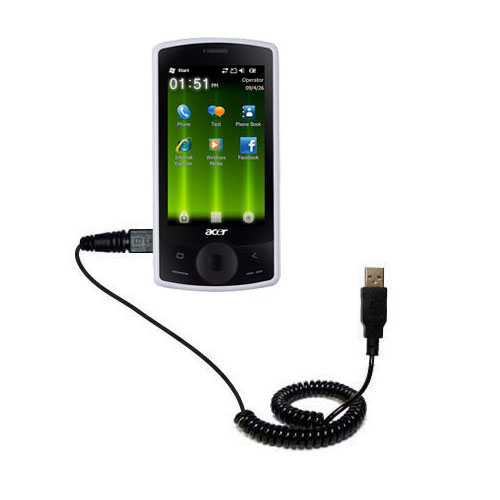 Coiled USB Cable compatible with the Acer beTouch E100 E110 E120