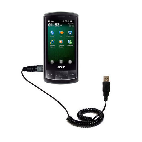 Coiled USB Cable compatible with the Acer beTouch E200 E210