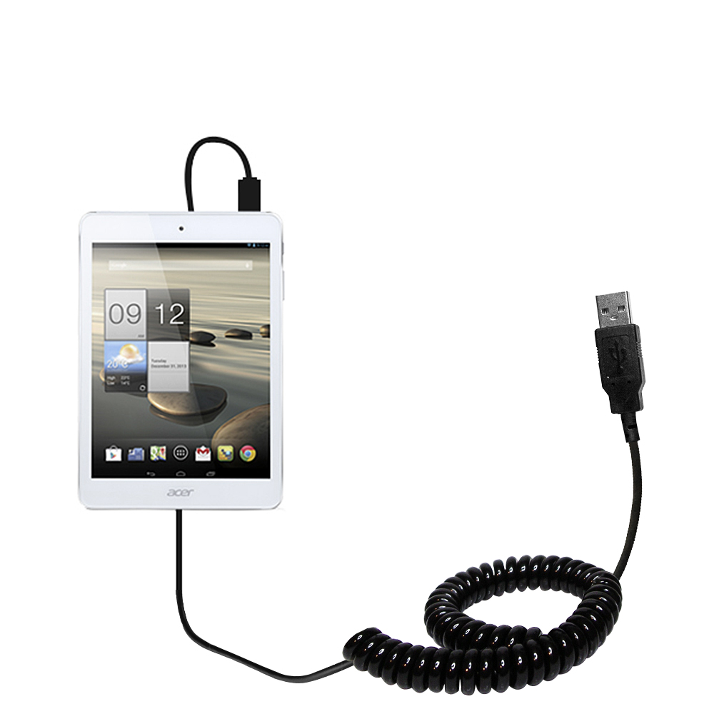 Coiled USB Cable compatible with the Acer Iconia A1-830