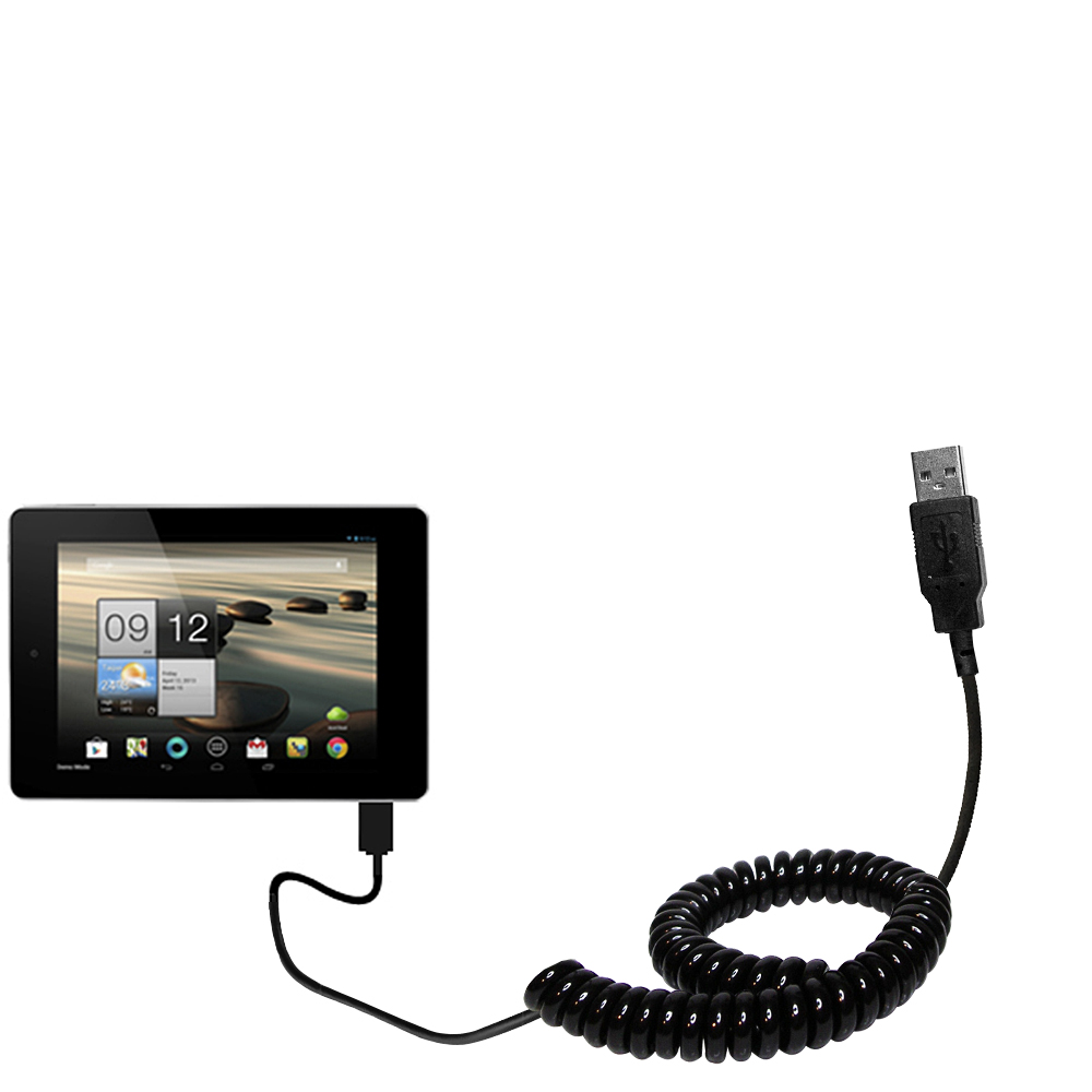 Coiled USB Cable compatible with the Acer Iconia A1