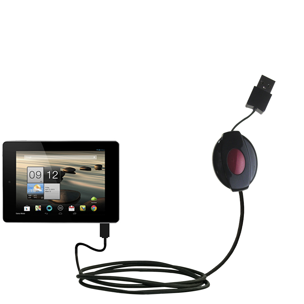 Retractable USB Power Port Ready charger cable designed for the Acer Iconia A1 and uses TipExchange