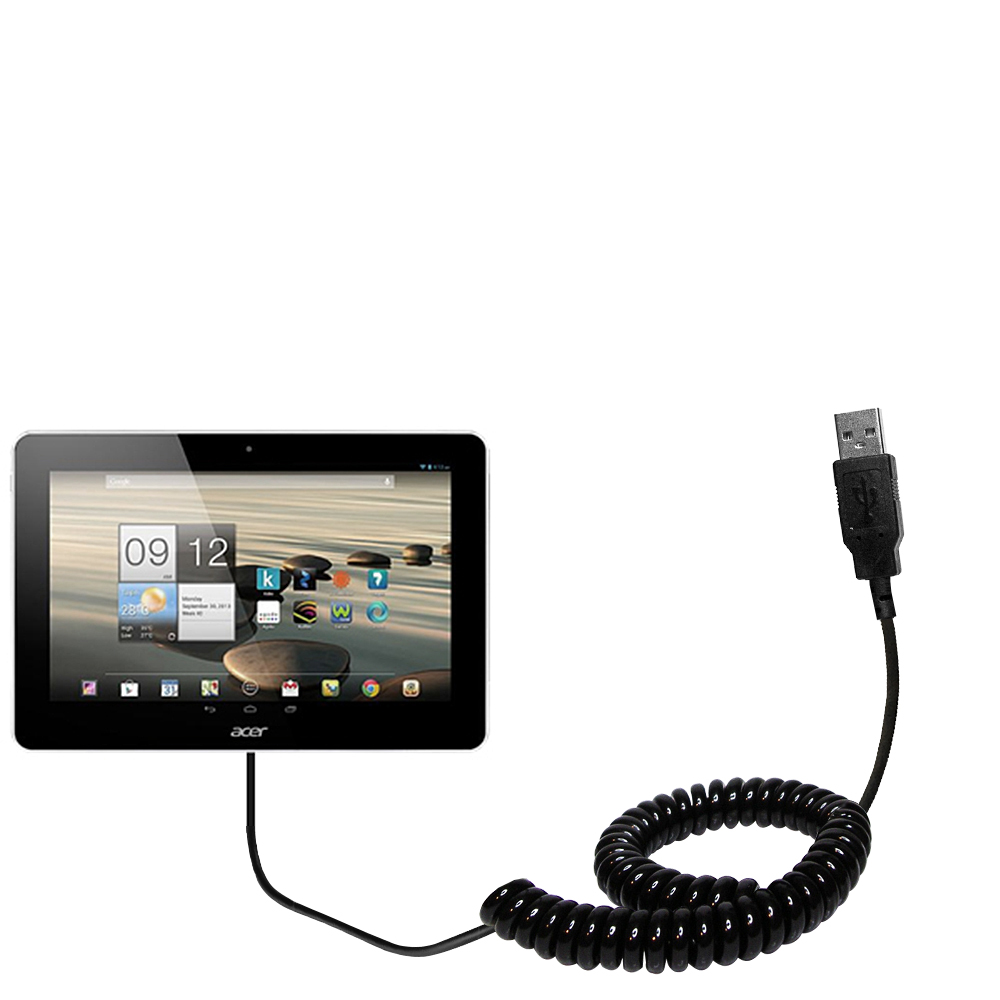 Coiled USB Cable compatible with the Acer Iconia A3