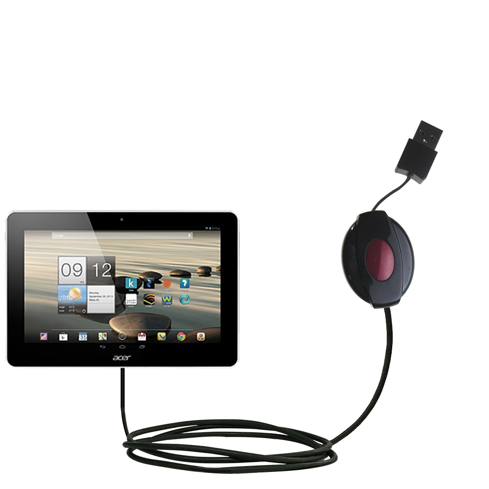Retractable USB Power Port Ready charger cable designed for the Acer Iconia A3 and uses TipExchange