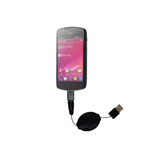 Retractable USB Power Port Ready charger cable designed for the Acer Liquid Glow and uses TipExchange
