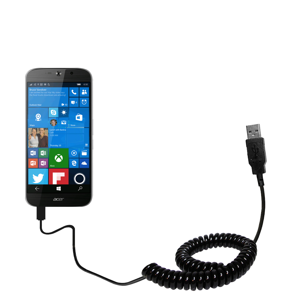 Coiled USB Cable compatible with the Acer Liquid Jade Primo