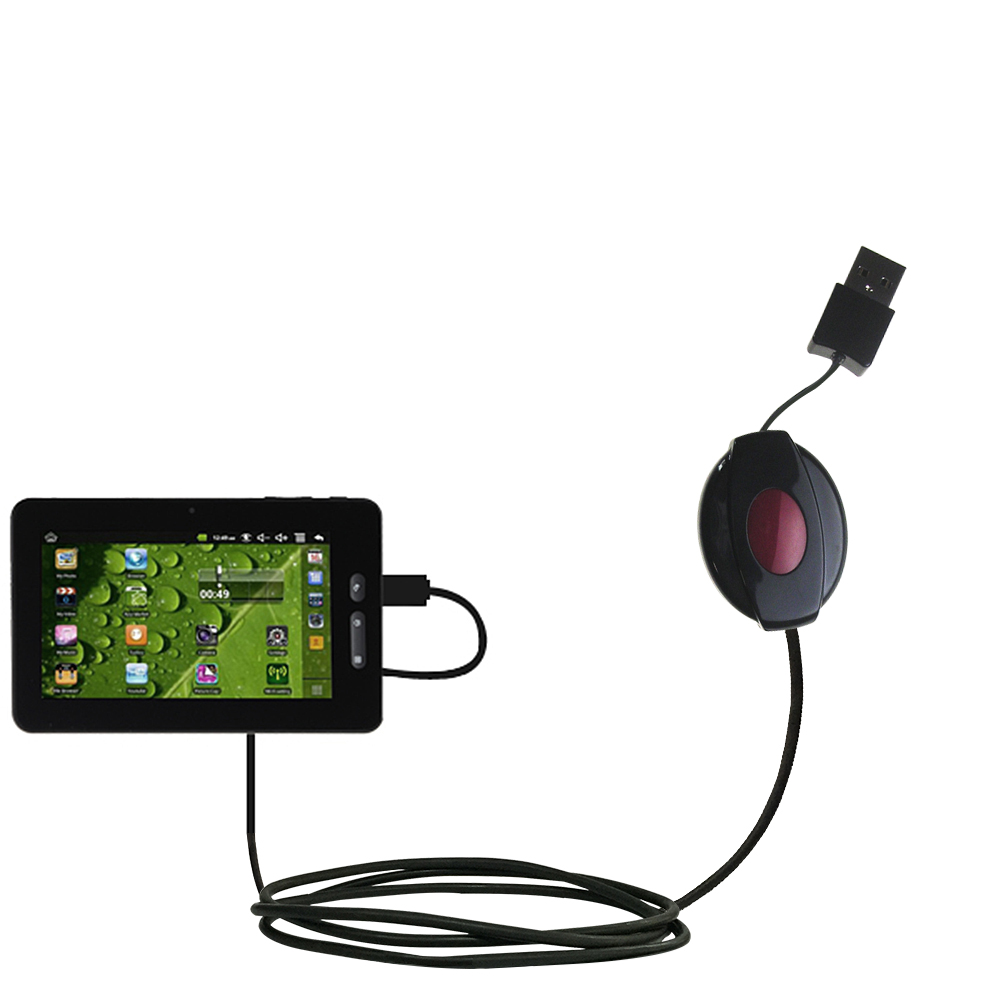 Retractable USB Power Port Ready charger cable designed for the AGPtek 7 8 9 10 Inch Tablets and uses TipExchange