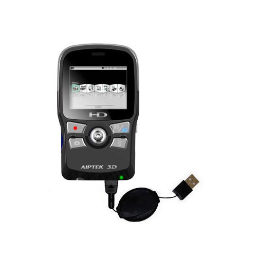 Retractable USB Power Port Ready charger cable designed for the Aiptek i2 3D Video Camcorder and uses TipExchange