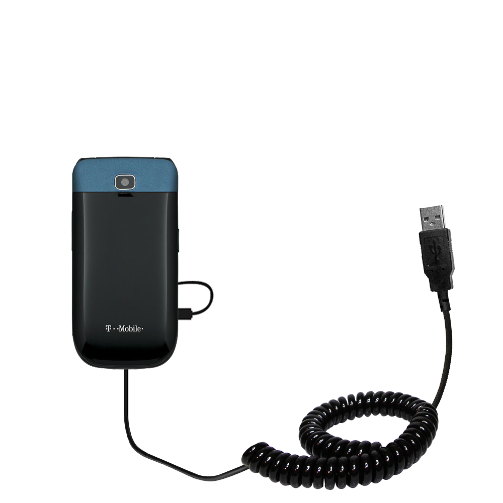 Coiled USB Cable compatible with the Alcatel One Touch 768T