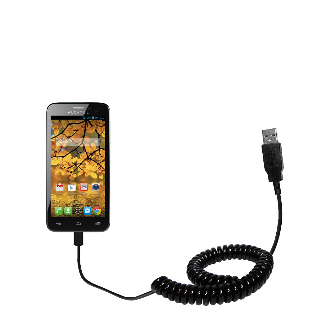 Coiled USB Cable compatible with the Alcatel One Touch Evolve
