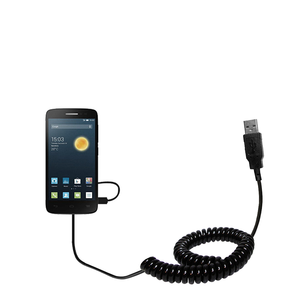 Coiled USB Cable compatible with the Alcatel One Touch Snap