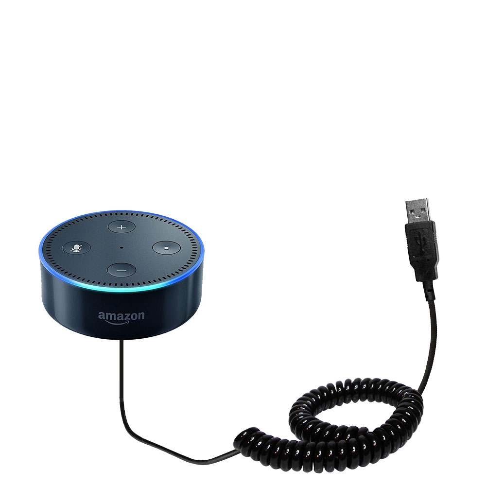 Coiled USB Cable compatible with the Amazon Echo Dot